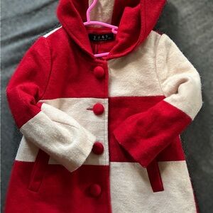 Red and White Hooded Jacket